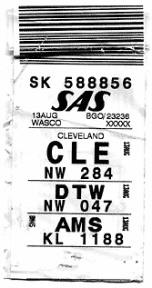 Baggage tag - CLE - DTW - AMS 