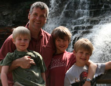 image of Pete with James, Will and Charlie at Brandywine Falls in Cleveland