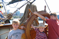 image of James, Will and Charlie on a Tall Ship in Cleveland