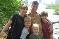 image of Pete and Jan with James, Will and Charlie by the backwaters of Niagara Falls