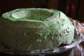 Pistachio bunt cake with pistachio green frosting