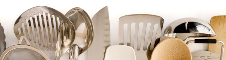 row of cooking utensils