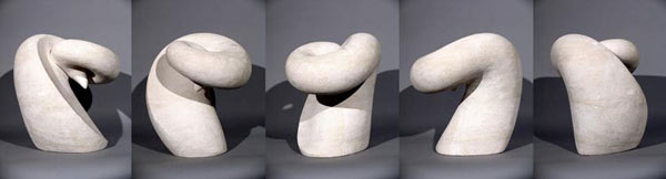 White Limestone abstract sculpture-Whorl.