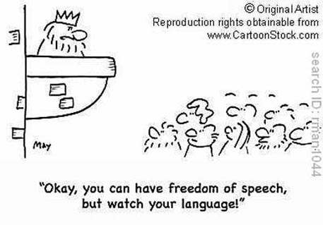 king telling people to have freedom of speech but watch language