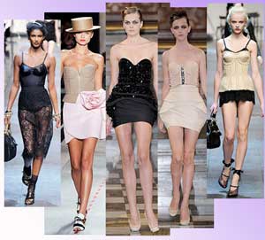 The corset as outerwear still shows up on the runways today