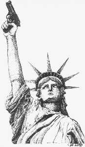 statue of liberty holding a gun