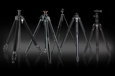 a photo of six different tripods