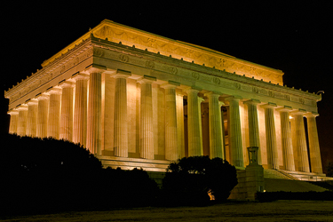 The Lincoln Memorial at night.