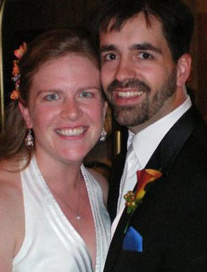 Andrew and Barb in wedding dress and tuxedo