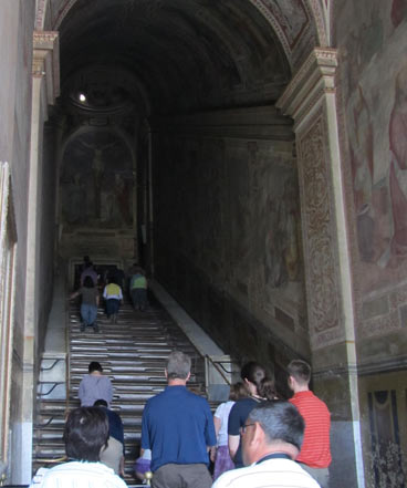 The Holy Staircase, the steps Jesus climbed entering Pilate's Palace.