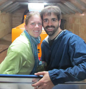 Barb and Andrew looking chilled while riding the cave train.