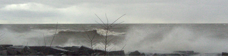 Waves crashing along Edgewater Park's shore