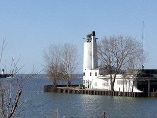 Old Coast Guard station at mouth of Cuyahoga River