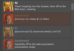 Screenshot of twitter exchange about meeting time