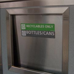 Trash bin labelled for Recyclables