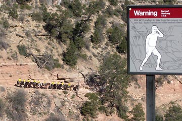 Warning sign on Bright Angel trail