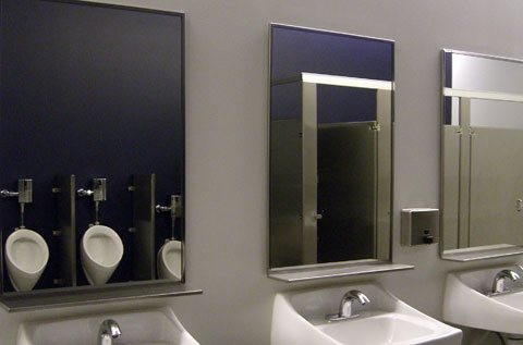 Mens room mirrors, Akron Art Museum