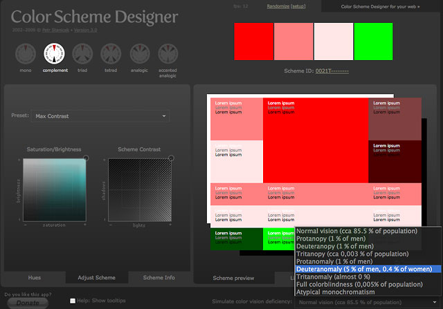 Screenshot of Color Scheme Designer 3