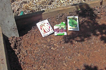 Seed packets in dirt