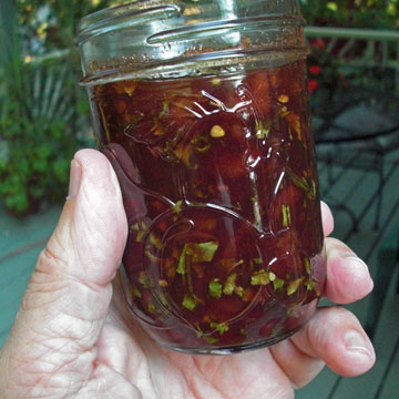 Jar of tomato-basil jam