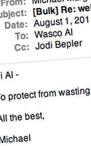 Detail of email