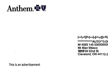 Detail of direct-mail from Anthem