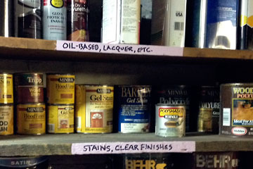 Paint on shelves with labels