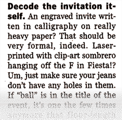 Newspaper clipping on what to wear to a party