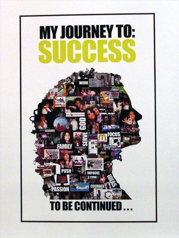 Poster showing face and Success