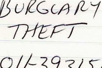 Handwritten note = theft