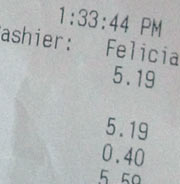 Detail of receipt from Panera Bread showing $5.19
