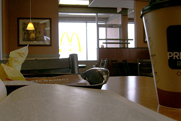 Coffee on table in McDonald's
