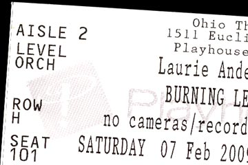 Detail of Laurie Anderson concert ticket