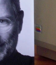 Steve Jobs photo + Apple logo