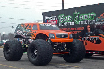 Monster truck in parking lot