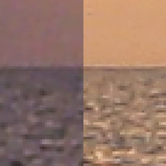 Detail of side by side sunset comparison shot