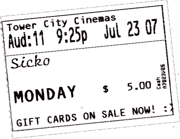 Ticket for Sicko, the movie