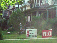 No war, Impeach signs in yard