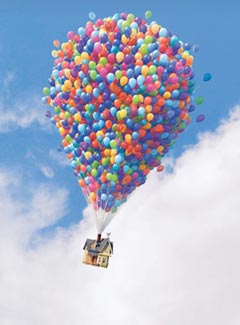 Balloons floating house from movie UP