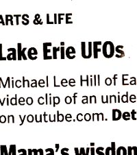 Newspaper article about UFOs
