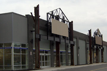 Storefronts with old steelwork as part of the signage