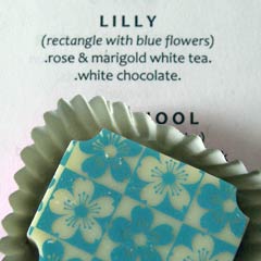 White chocolate with blue pattern
