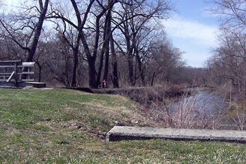 View north along Towpath Trail and canal