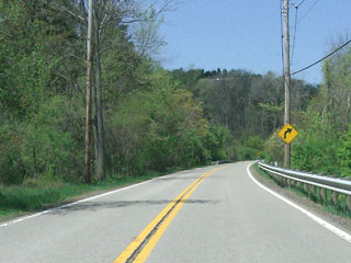 Curving two-lane road near Boston, Ohio