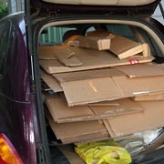Car filled with cardboard to be recycled