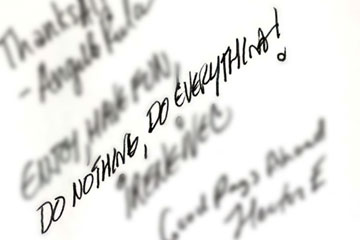 Written note: Do nothing, do everything!