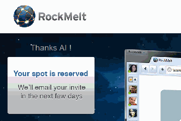 Screenshot of RockMelt invitation 