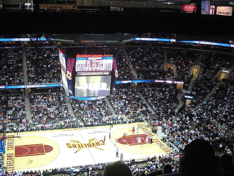 View from upper row of Cavs arena during game