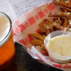 Fried eggplant strips with beer