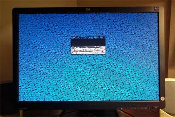 Computer screen with garbled junk on it